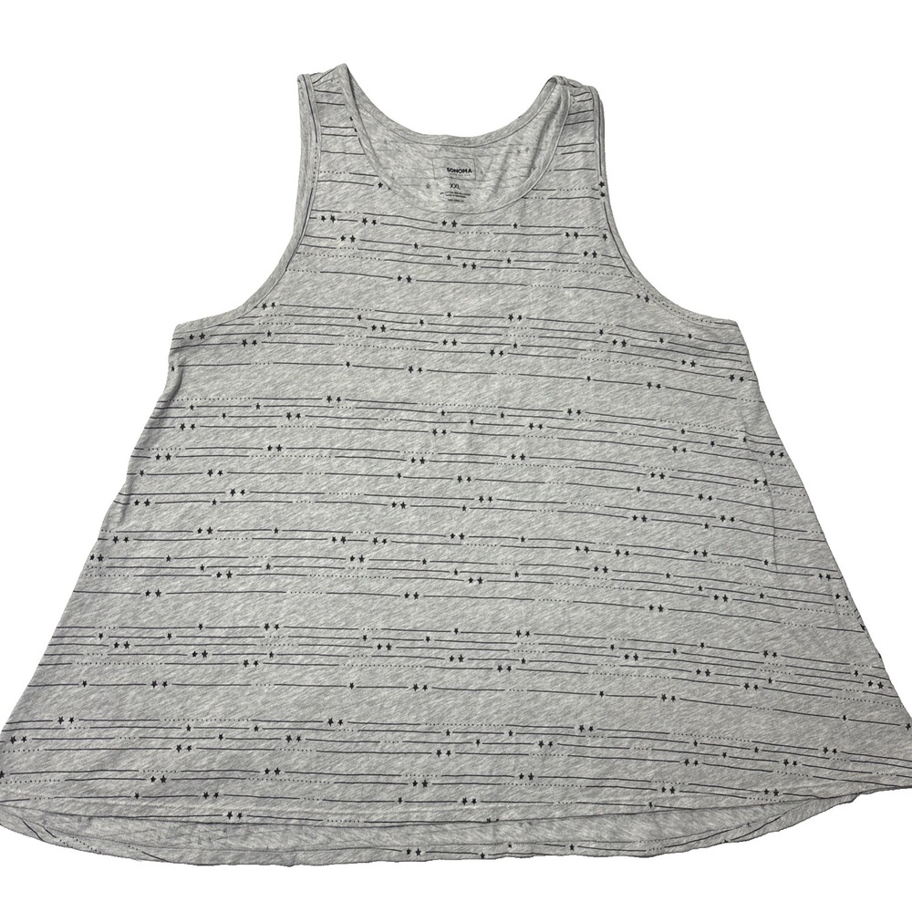 Sonoma‎ Goods For Life Gray Star Print Tank Top XXL Sleeveless Casual Womens